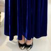 2025 New Autumn/Winter Plus Size Velvet Dress Long Sleeved, V Neck, Big Swing Gown for Evening Parties and Banquets