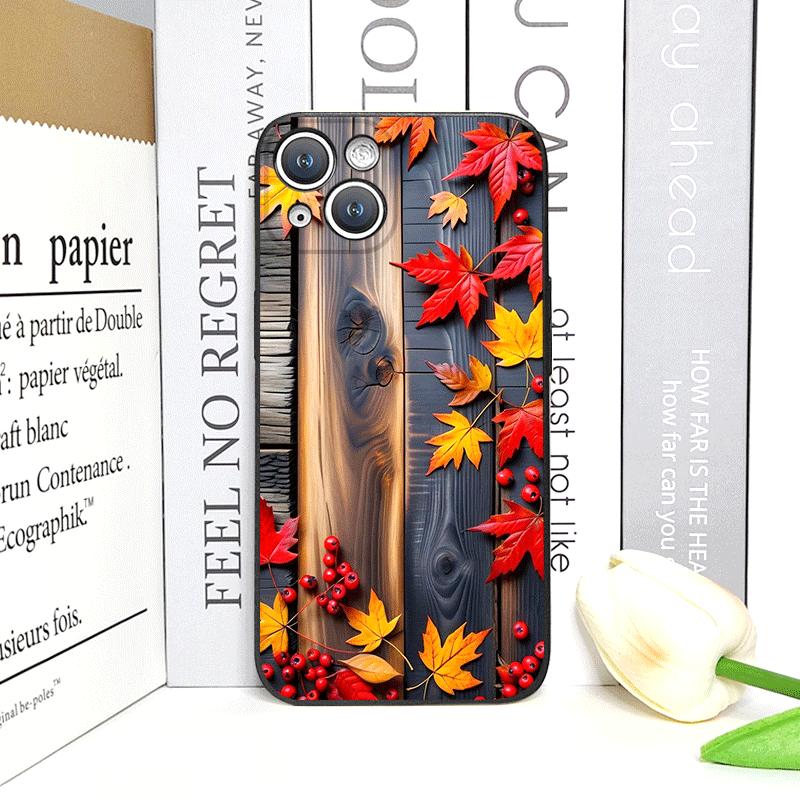 Vintage Autumn Fall Maple Leaf Pattern Phone Case for iPhone 17 16 12 11 14 Plus 13 15 Pro Max 12 13 Mini X XS XR Soft Cover Y2K