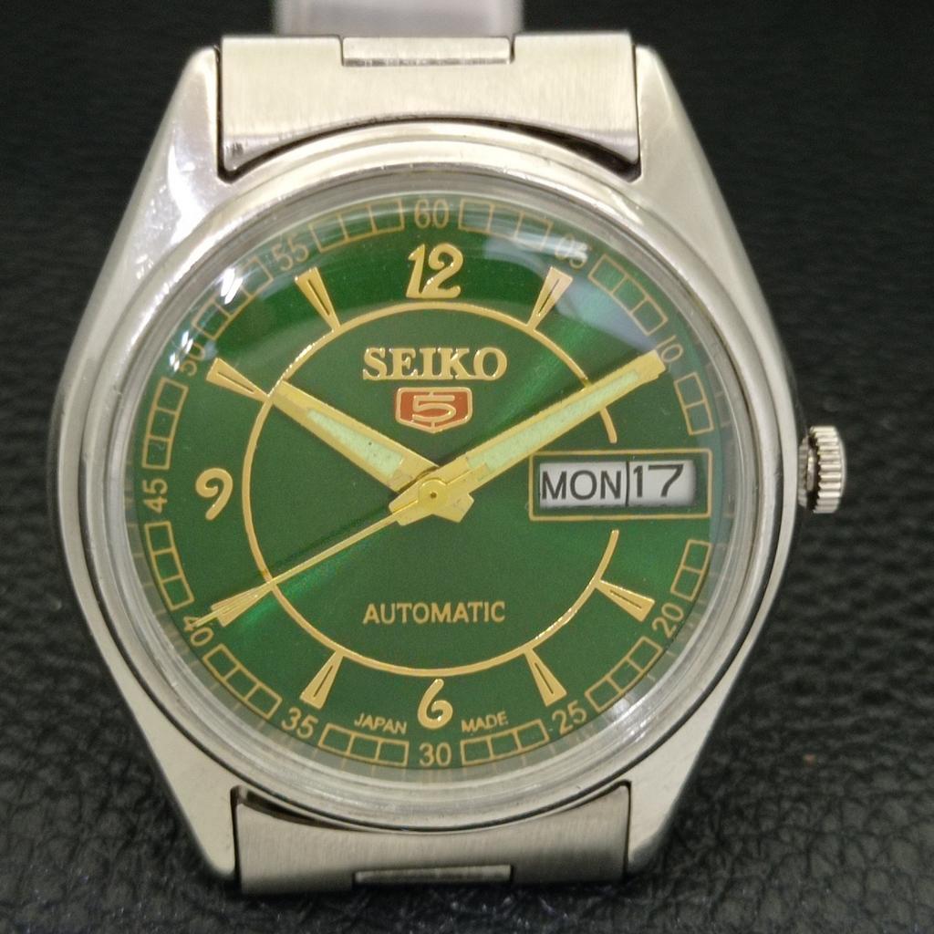 GENUINE VINTAGE SEIKO 5 AUTOMATIC JAPAN MENS GREEN COLOR DIAL WATCH A500810-5 R154-a500810