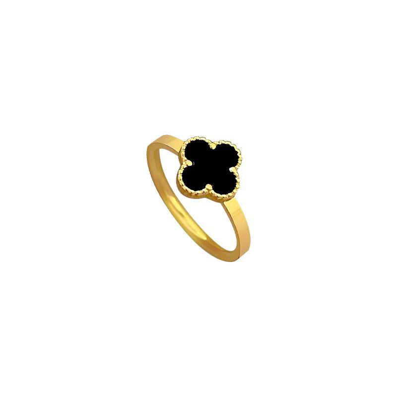 Elegant 18k Four-Leaf Clover Ring with Petal Design, Versatile Non-Fading Jewelry in Ins Style