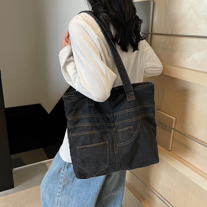 Vintage Large Capacity Denim Bag Women's Shoulder Bag Student Class Bag