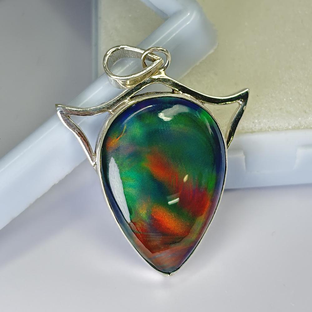 Natural Opal Pendant 38 ct Pear 925 Sterling Silver Gems October Birthstone for Gem Collections