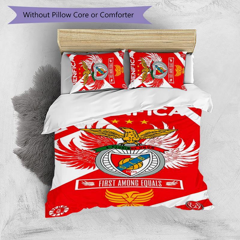 Benfica FC 3pcs Bedding Set Duvet Cover Closure Includes 1 Duvet Cover & 2 Pillowcases for All Seasons Bedroom Home Dorm Decor