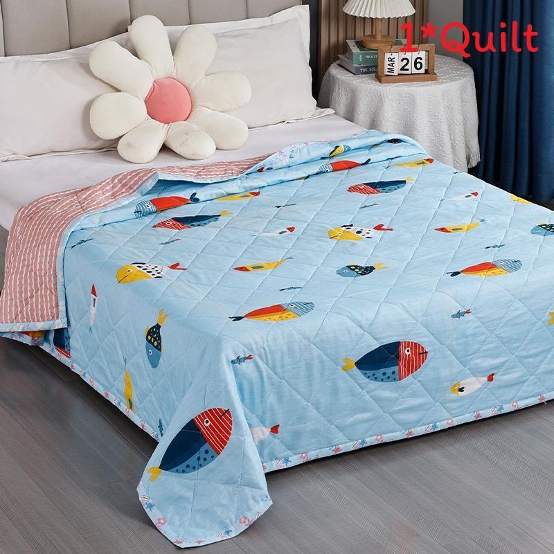 Summer Plant Animal Pattern Prints Duvet Quilt Bedding For Student Washable Room