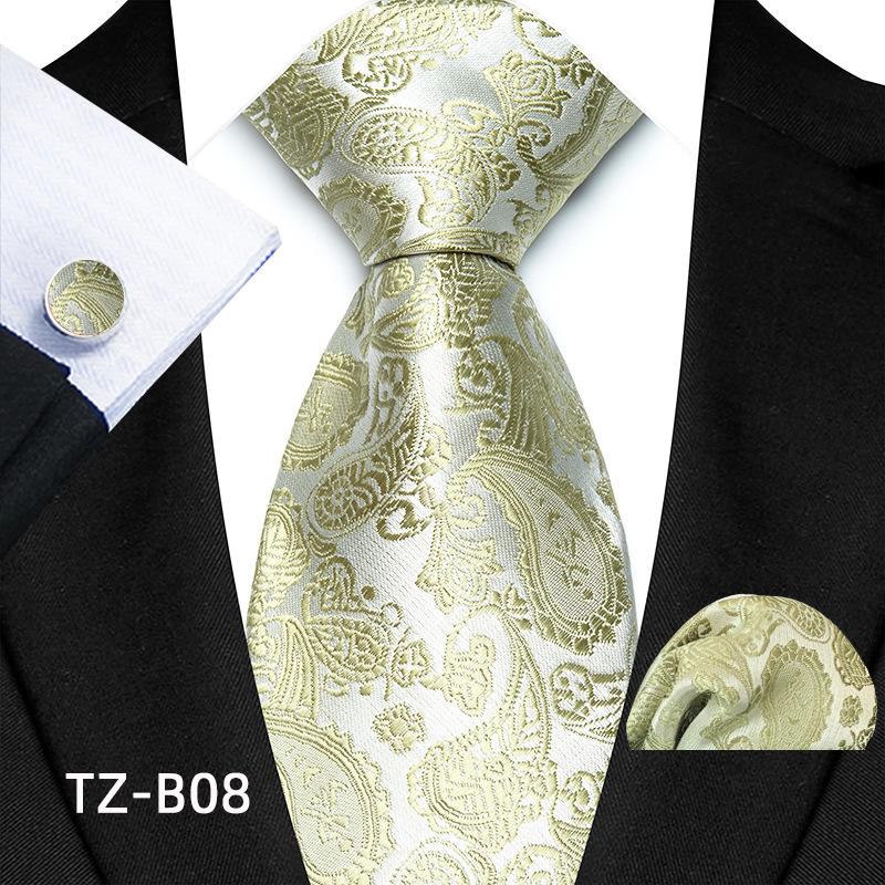 Pattern Men'S Wedding Suit Tie Pocket Towel Cuff Set