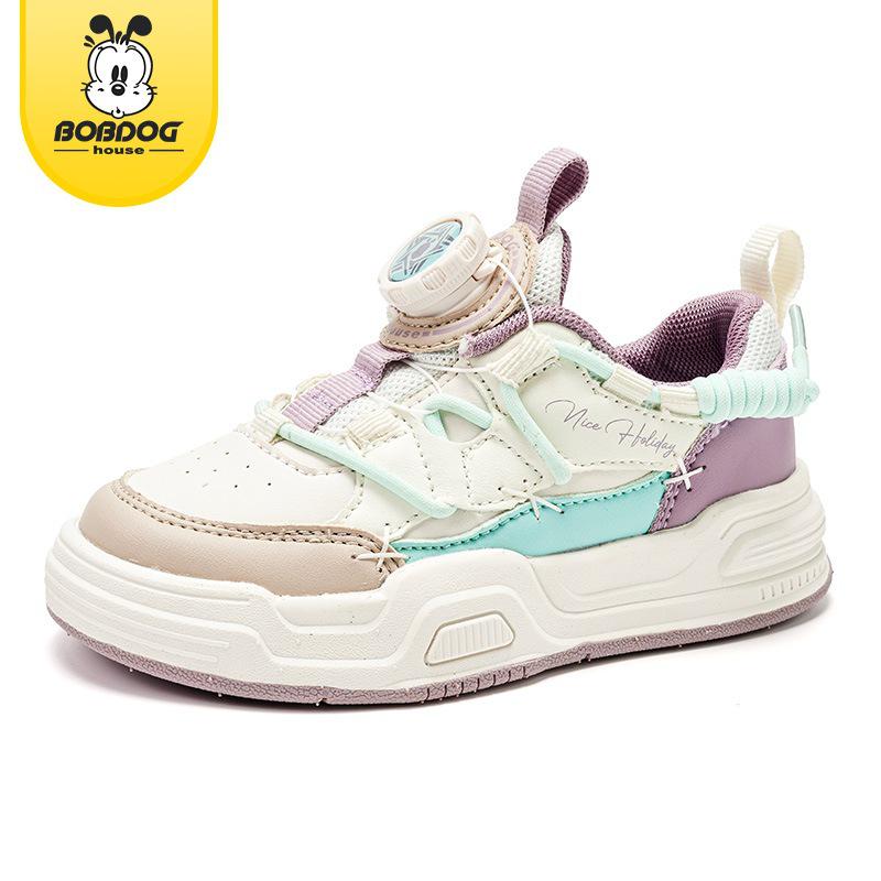 Babu Dou 2024 Autumn Kids  Non-slip Breathable Sports Casual Shoes for Boys and Girls Size 32, 20.5cm фиолетовый/хаки