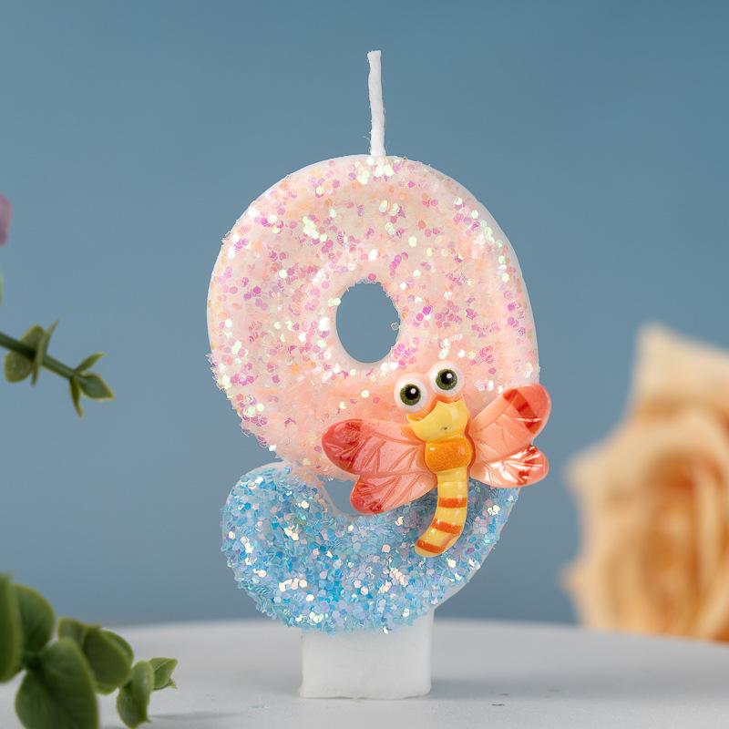 

Cartoon Cute Dragonfly Creative Number Candle 0-9 Cake Decoration Party Birthday Candle 9