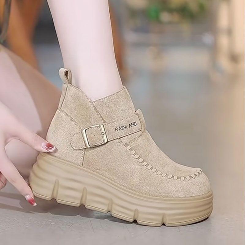 Женские ботинки Мартин, новая осенняя женская обувь, ретро, платформа, увеличивающие рост, повседневные, модные, универсальные женские ботинки 40 абрикосовый