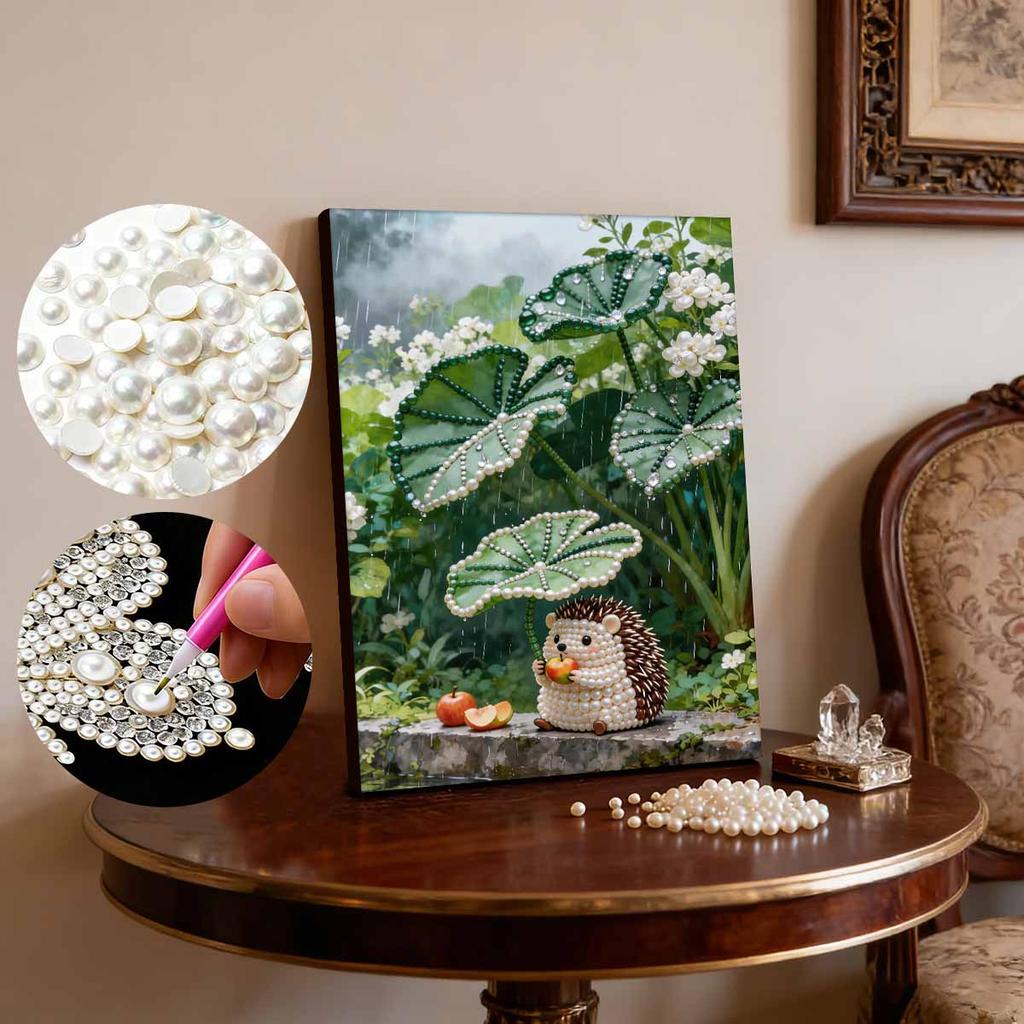 5D Frameless Pearl Painting Cute Hedgehog Diy Handmade Sticky Diamond Creative Canvas Art Painting Bedroom Decoration Living Room Hanging Painting