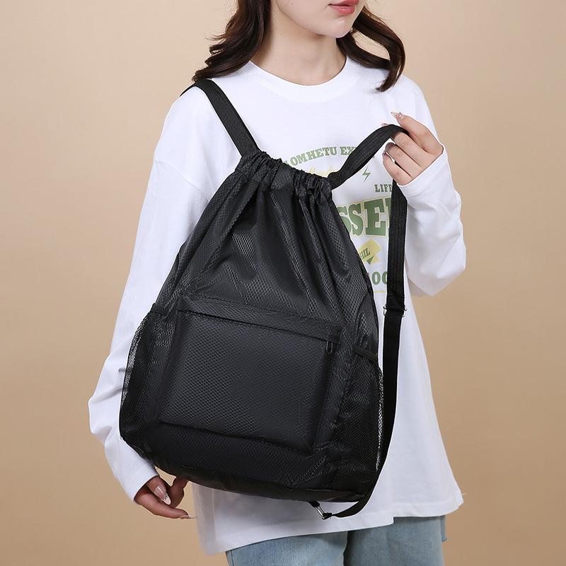 1Pc Outdoor Swimming Fitness Training Bag Solid Color Simple Lightweight Travel Backpack Leisure Lightweight Sports Basketball Bundle Mouth Bag