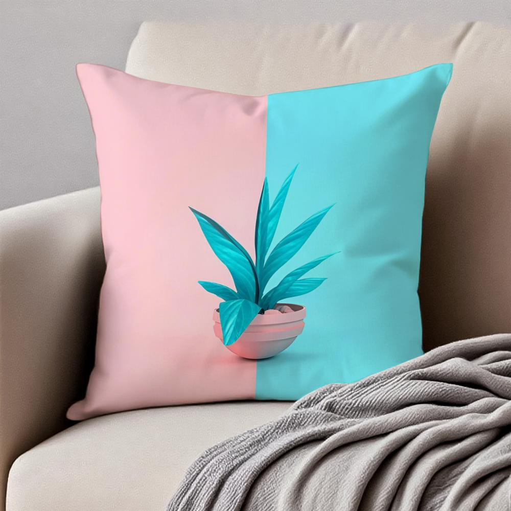 Fresh Tropical Plant Fruits Pattern Art Cushion Cover Pillowcase Antidustmite Invisible Zipper Short Plush Sofa Cushion