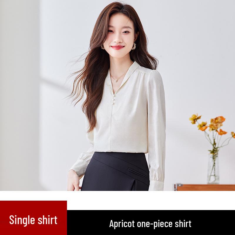 

Женская атласная рубашка с V-образным вырезом и длинными рукавами 2024 - Элегантная и приталенная для осени XXXL