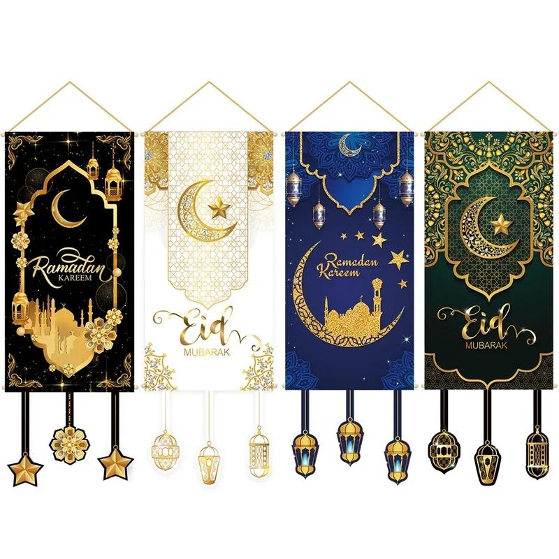 Eid Mubarak Dekobanner 2026 Kareem Ramadan Deko für Zuhause Ramadan Mubarak Hängende Flagge Islamische Muslimische Party Deko Eid Al Adha