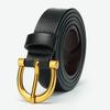 Belt Korean Version Punching Pin Buckle Gold Brown Genuine Leather Cowhide Slim Lady Belt Women's Belt