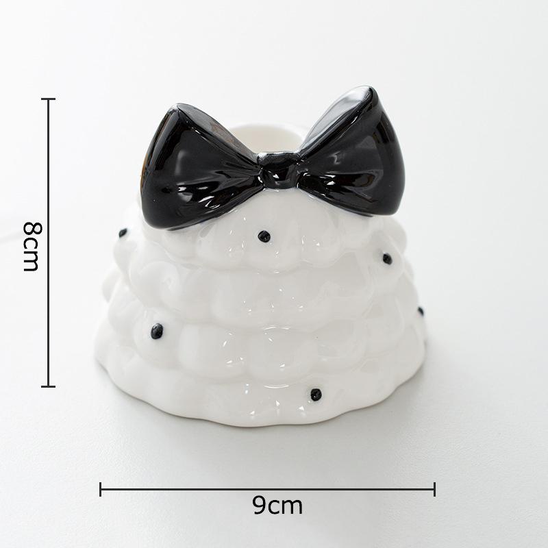 Lovely Bowknot Christmas Tree Candle Holder Romantic Xmas Ornaments Ceramic Candlestick Table Decoration Home Aroma Container чёрный