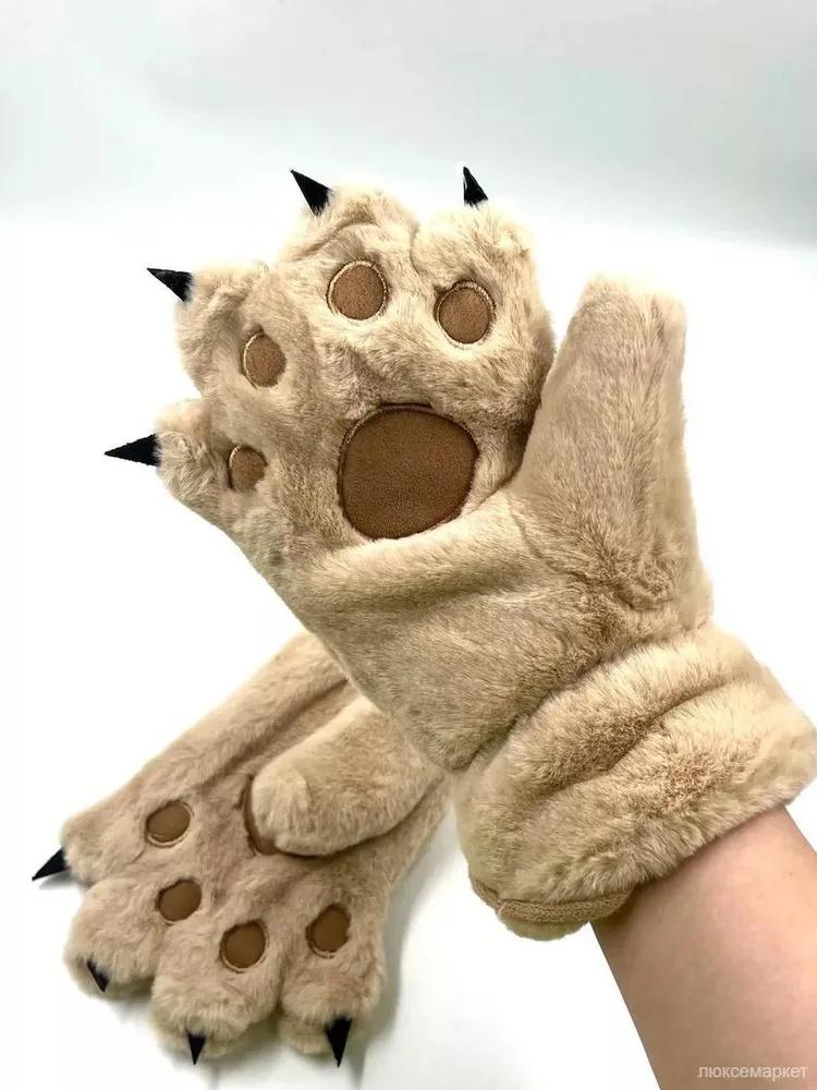 

Cute Plush Gloves For Women, Thickened Winter Cycling Gloves, Cute And Warm. One Size хаки