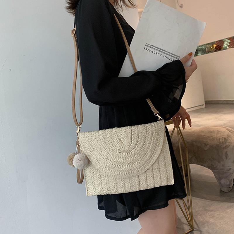 Yogodlns Vintage Handmade Crossbody Bag Straw Bags Designer Beach Bag Girls Bag Small Bohemian Straw Bag
