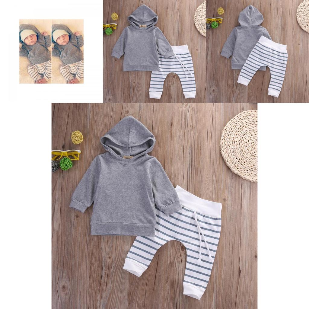Toddler Kids Baby Boys Cozy Hooded Shirt Tops And Comfortable Pants Twopiece Outfits