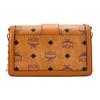 MCM Cognac Visetos Monogram Chain Wallet with Gold Lock Closure for Daily & Evening Use