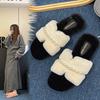 Fashion French Straight Cotton Slippers Women's Outer Wear Autumn and Winter New Comfortable Retro Flat Plush Mop