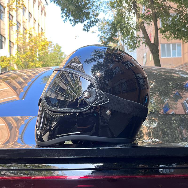 German Fiberglass Small Helmet Body Retro Helmet Motorcycle Men's and Women's Ultra-light Cruise Locomotive Full Helmet