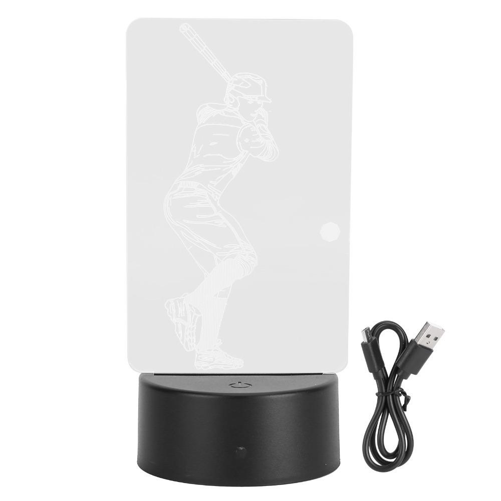 Baseball Player Night Light 3 Dimensional LED Decorative Night Lamp Night Lamp  Baseball Fan