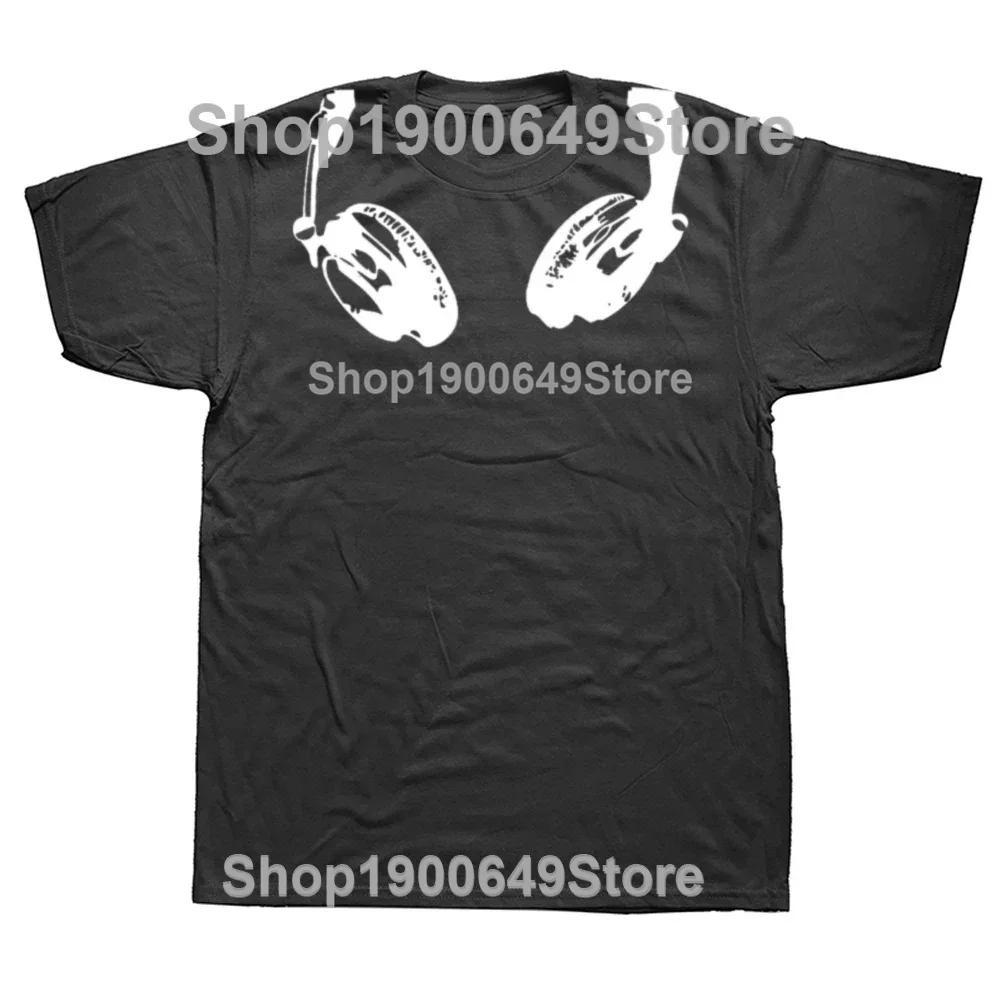 Funny Headphones Around The Neck T Shirt Cool Music Rock and Roll DJ Men Womens Fashion Casual Oversized 100 Cotton TShirt