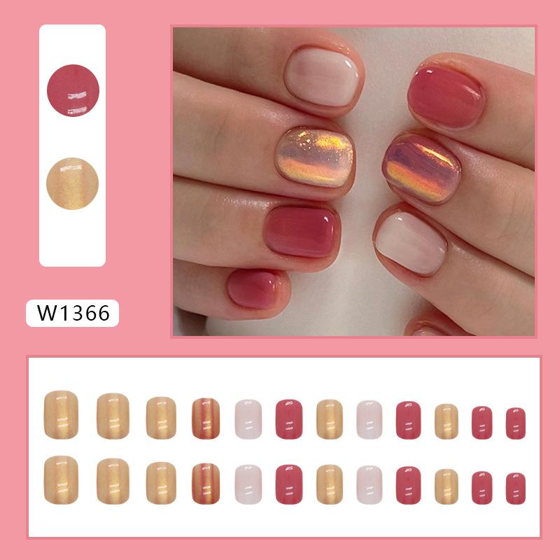 Короткие блестящие золотые аурора европейские и американские spice girls в стиле ins осенние элегантные белые накладные ногти