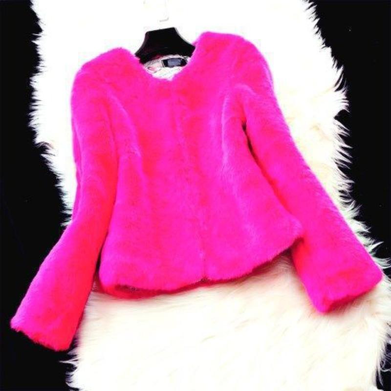 Plush jacket women's short winter new top imitation Rex rabbit hair imitation fur slim long sleeve white