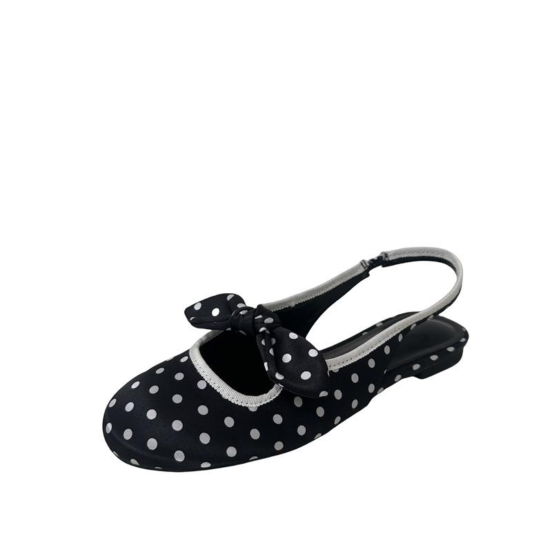 Flat-Bottomed Bag Head Half-Drag Sandals Polka Dot Women'S Shoes