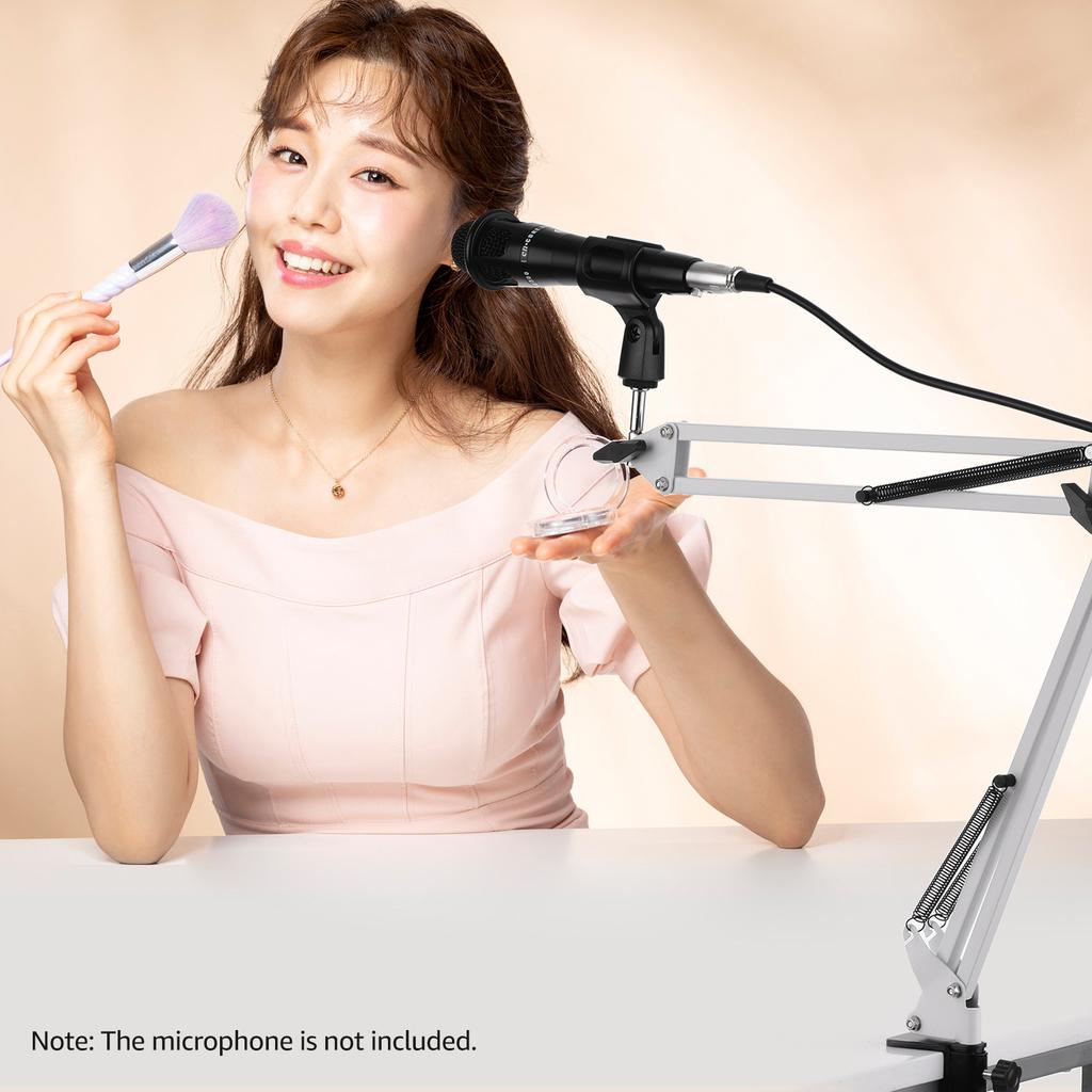 Microphone Stand Holder Table Lazy Bracket with Extendable Arm Microphone Clip