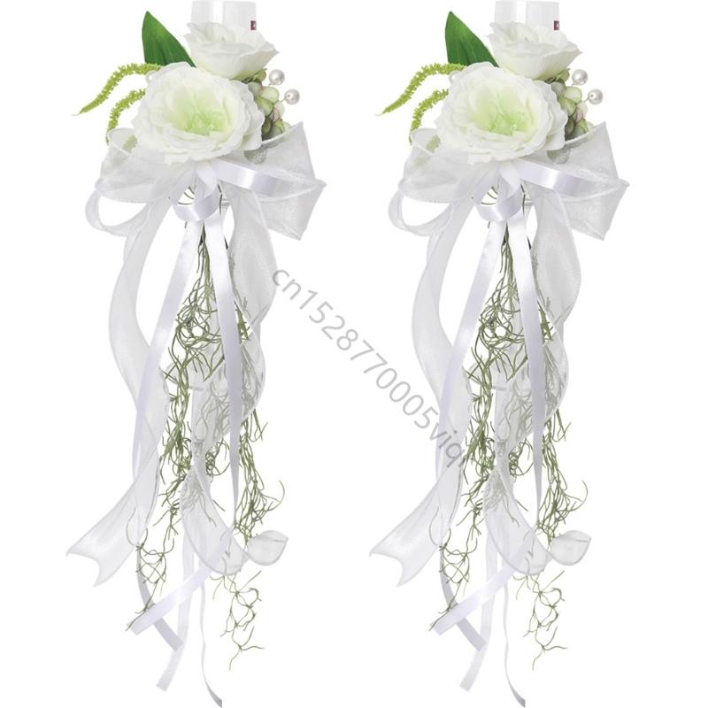 Soft Comfortable Artificial Flower Champagne Glass for Bridal & Banquet Setting AXYD