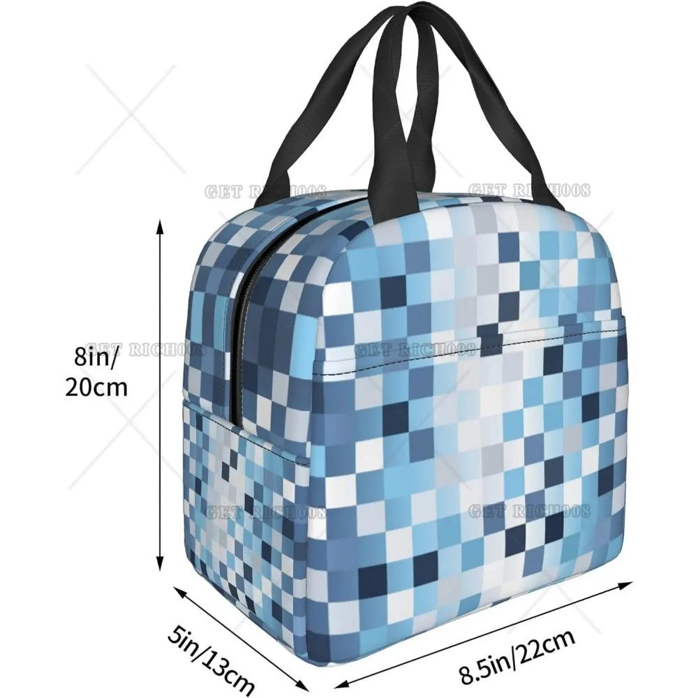 Blauer Pixel Männer Frauen Erwachsene Frohes Thanksgiving Halloween Lunchtasche Snacktasche für Arbeit Büro Outdoor Picknick Wasserdicht