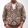 Men's Shawl Collar Cardigan Sweater Jacquard Pattern Button Down Knitted Sweaters Casual Fall Knit Jackets Long Sleeve Sweater Cardigans for Male