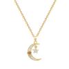 Titanium Steel, Star Moon Zircon Light Luxury Temperament Gorgeous Full Diamond Necklace Female Versatile Collarbone Chain Titanium Steel Chain