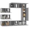 8 Piece TV Cabinet Set Grey Sonoma Particleboard