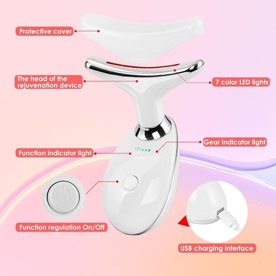 Facial Massager Red-Light-Therapy-for-Face and Neck, Face culpting Wand with 7 Color, Face Tool for Skin Care