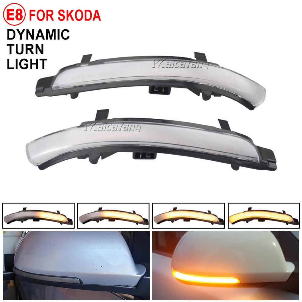 2 PCS for Skoda Octavia 2009-2013 SUPERB 2008-2014 Dynamic LED Turn Signal Blinker Mirror Flasher Light Sequential Lamp