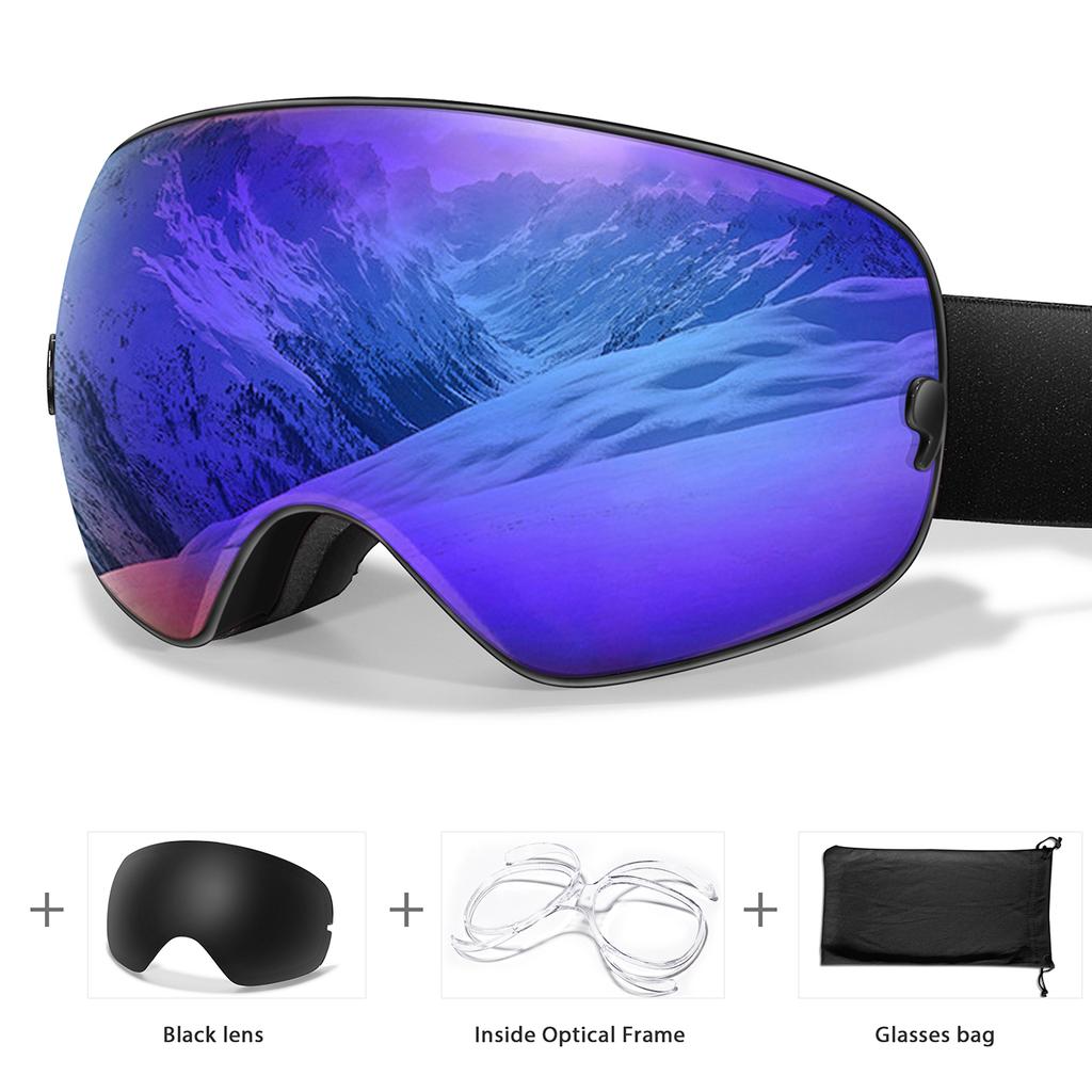 Men Women Outdoor Sports Ski Goggles Anti-fog Snowboarding Snowmobile Glasses UV400 Charngeable Lens Teen Charistmas Cycling