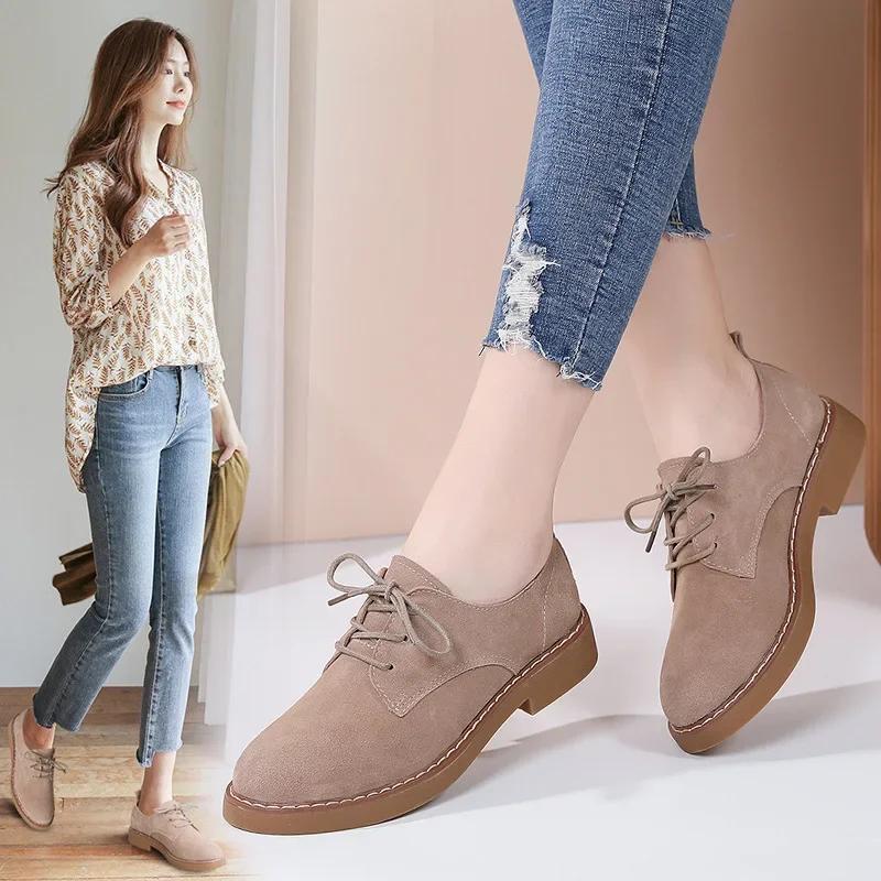 Vintage  Spring/Autumn Women'S Shoes British Style Single Shoe Small Leather Shoes With Lace-Up Casual Shoes