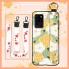Waterproof Durable Phone Case For Oukitel C21 Wristband Wrist Strap Shockproof Silicone Kickstand Protective Ring Flower