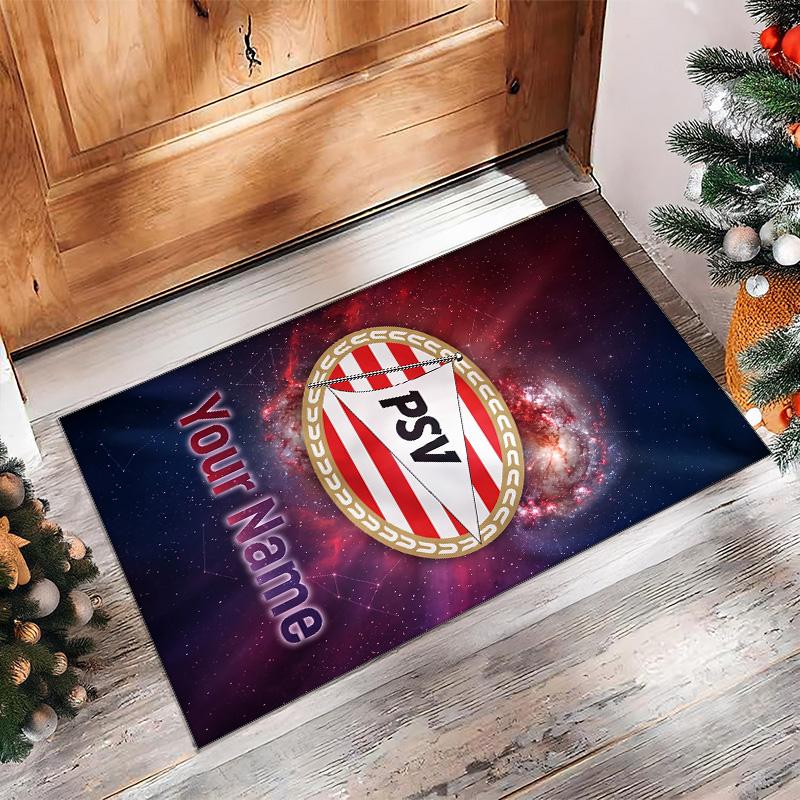 PSV Eindhoven FC Printed Crystal Velvet Rug Non‑Slip Crystal Velvet Carpet For Sofa Bedroom Indoor Home Decoration