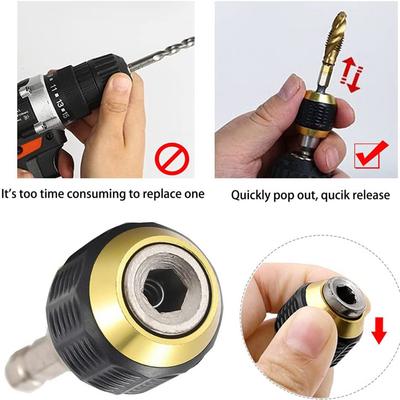 ABWR-2 Pcs 60Mm Drill Chuck Screwdriver Impact Driver Adaptor 1/4Inch Hex Shank Drill Bit Tool Quick Change Convertor Adapter