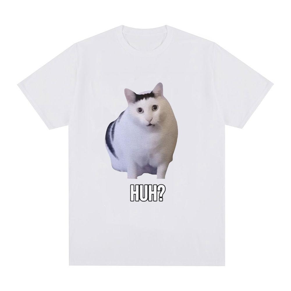 Cat Saying Huh Funny Meme TShirt Unisex Unisex 100 Cotton Breathable Short Sleeve Oversized T Shirts Fashion Harajuku Tee Shirt