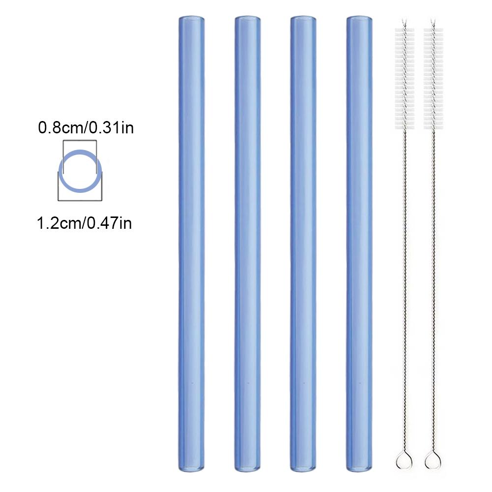 High Borosilicate Reusable Drinking Straw Eco Friendly Glass Straw for Bubble Tea Smoothies Bar Accessories Straw with Brush
