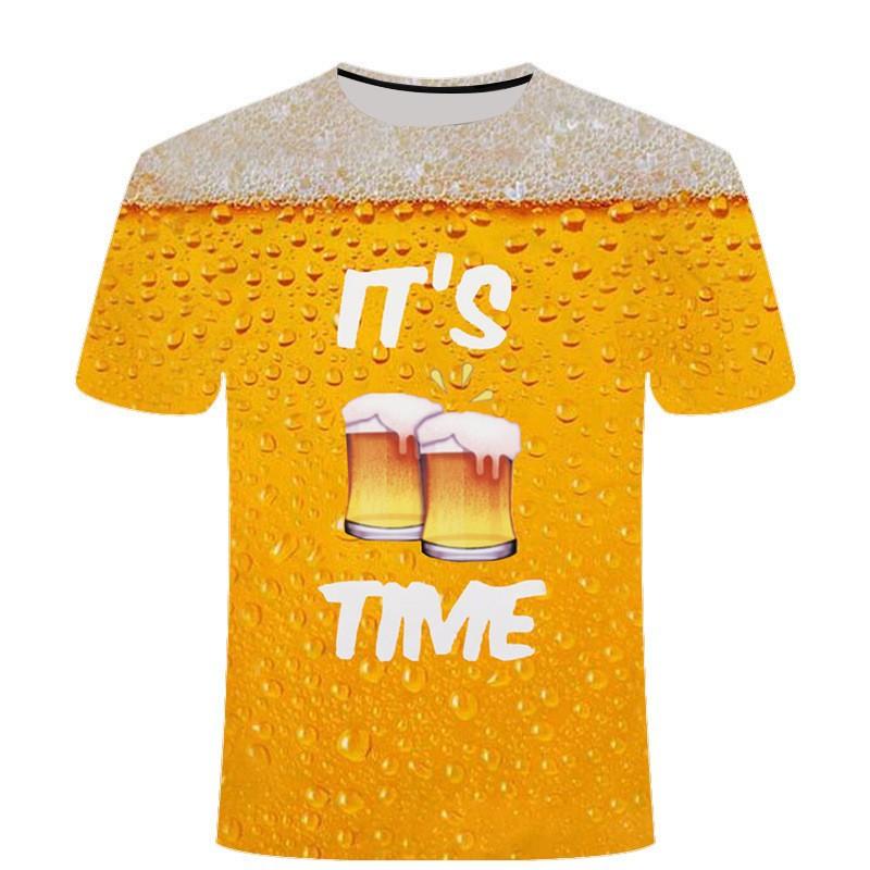 Pivo Digitálně Potištěné Tričko Pánské Dámské Trendy Tričko s Krátkým Rukávem