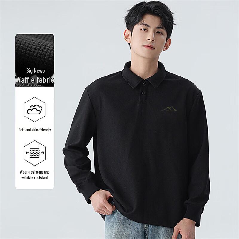 Baleno S&K Men's Waffle Knit Long Sleeve Polo Shirt