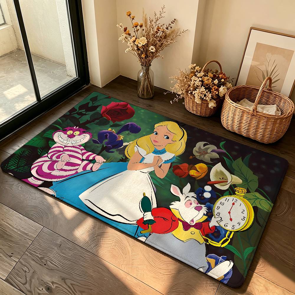Classic Anime-A-alice In-W-wonderlandS Cute Carpet Bathroom Anti-slip Mat Door Mat Home Decoration Mat Entrance Door Mat