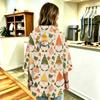 Women's Christmas Print Hooded Pullover Top with Three-Quarter Sleeves