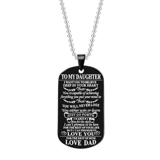 Simple Gift Vintage Ball Chain To My Daughter Tag Pendant Necklace Guard